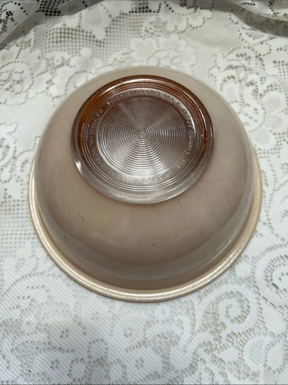 Vintage Pyrex Corning USA Peach & Brown Glass Mixing Bowls Set of 2
